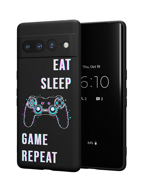 Силиконовый чехол для Google Pixel 7 Pro "Eat Sleep Game repeat"