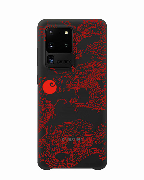 Силиконовый чехол для Samsung Galaxy S20 Ultra Красный японский дракон