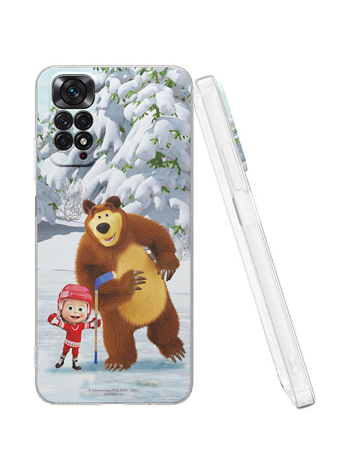 Силиконовый чехол для Xiaomi Redmi Note 11S (4G) "Маша и медведь: Хоккей"