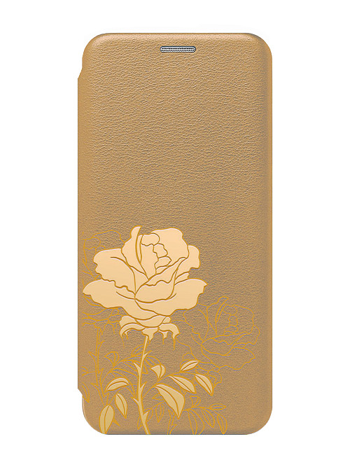 Чехол книжка для Xiaomi Redmi Note 9T "Золотистый цветок"