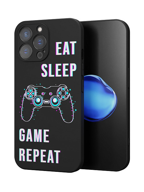 Силиконовый чехол для Apple iPhone 15 Pro Max "Eat Sleep Game repeat"