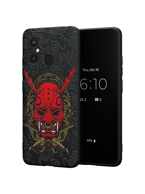 Силиконовый чехол для Xiaomi Redmi 12C "Red Oni mask"