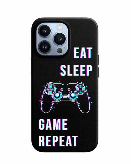 Силиконовый чехол для Apple iPhone 13 Pro Eat Sleep Game repeat