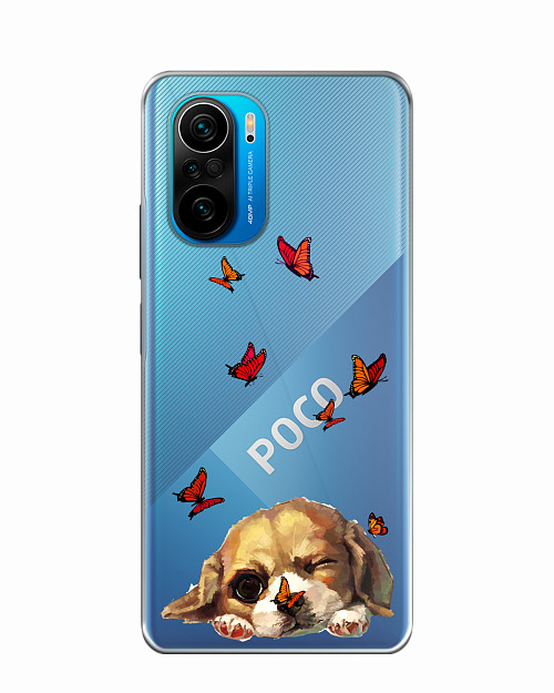 Силиконовый чехол для Poco F3 Милый щенок