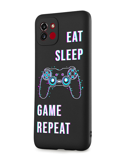 Силиконовый чехол для Samsung Galaxy A03 Eat Sleep Game repeat