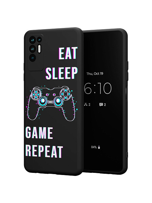 Силиконовый чехол для Tecno Pova 2 "Eat Sleep Game repeat"