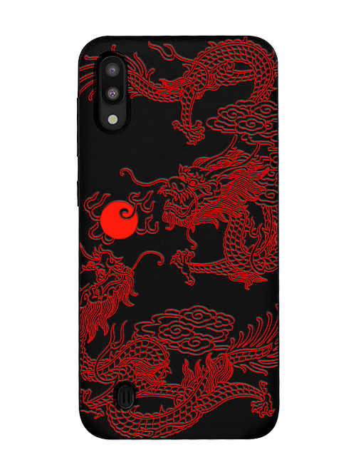 Силиконовый чехол для Samsung Galaxy A10 Красный японский дракон