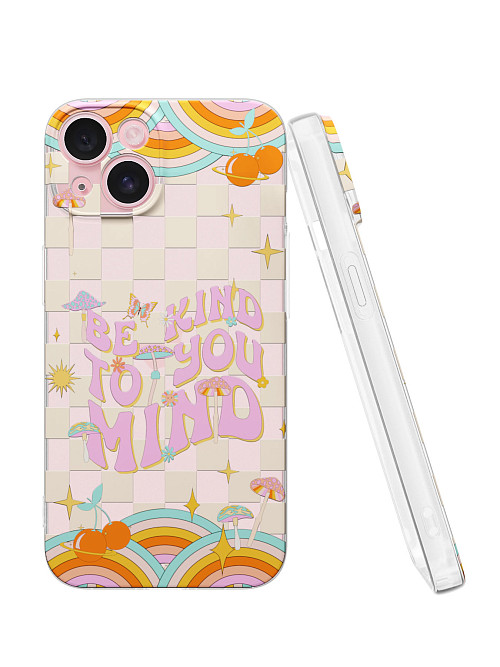 Силиконовый чехол для Apple iPhone 15 "Be kind to you mind"