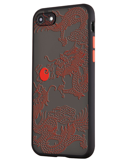 Противоударный чехол для Apple iPhone 8 "Красный японский дракон"