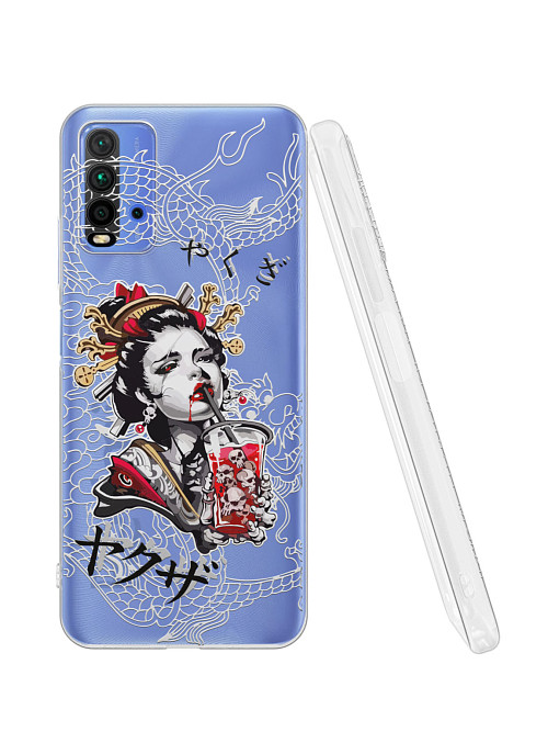 Силиконовый чехол для Xiaomi Redmi 9T "Geisha Bloody"