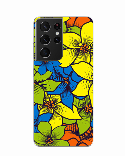 Силиконовый чехол для Samsung Galaxy S21 Ultra "Цветы ваниль"