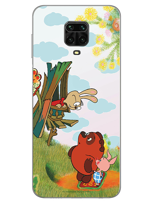Силиконовый чехол для Xiaomi Redmi Note 9S Винни-пух: В гостях у Кролика