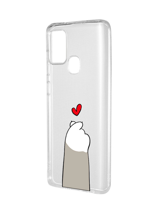 Силиконовый чехол для Samsung Galaxy A21s "Лапка с сердцем"