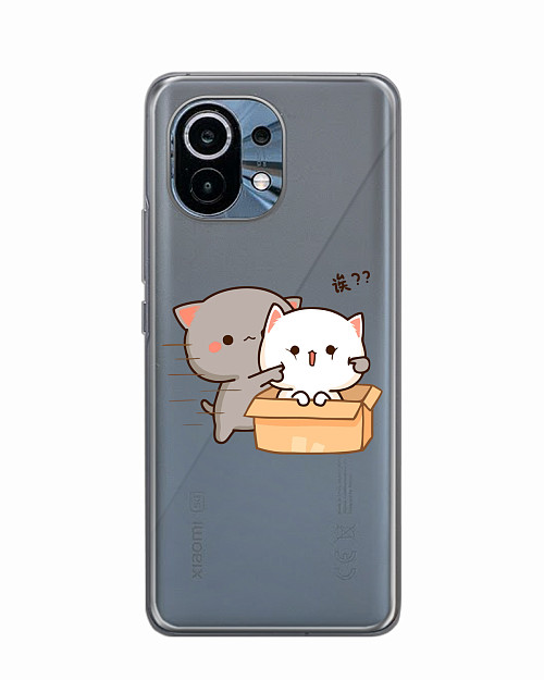 Силиконовый чехол для Xiaomi Mi 11 "Два котика"