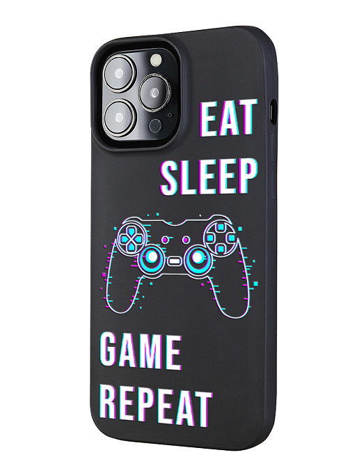 Силиконовый чехол для Apple iPhone 13 Pro Max Eat Sleep Game repeat