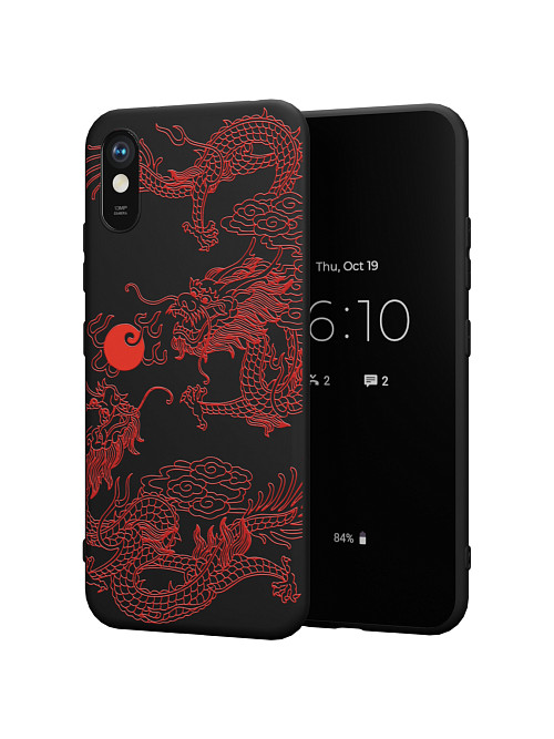 Силиконовый чехол для Xiaomi Redmi 9A "Красный японский дракон"