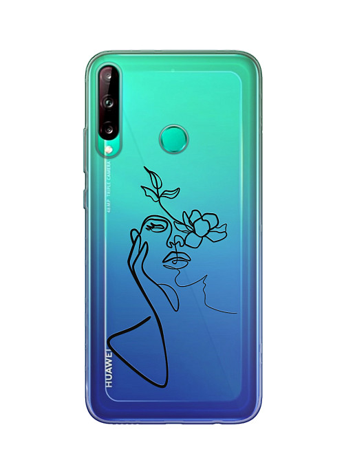 Силиконовый чехол для Huawei P40 Lite E Девушка и цветы