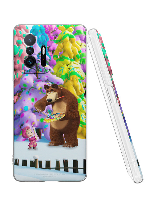 Силиконовый чехол для Xiaomi 11T "Маша и медведь: Маша художник"