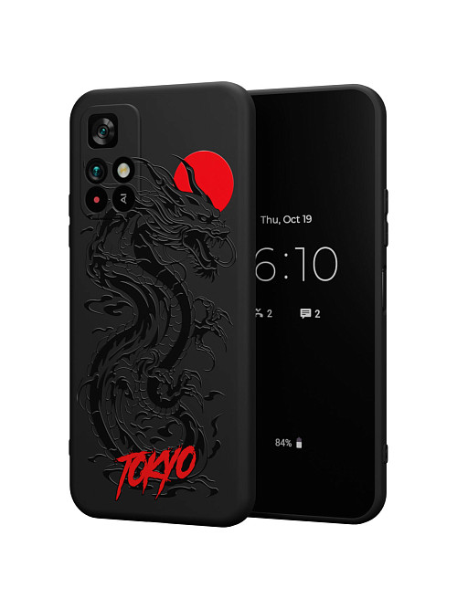 Силиконовый чехол для Poco M4 Pro (5G) "Черный дракон"