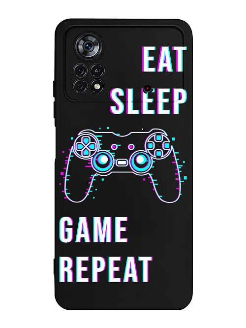 Силиконовый чехол для Poco X4 Pro (5G) Eat Sleep Game repeat