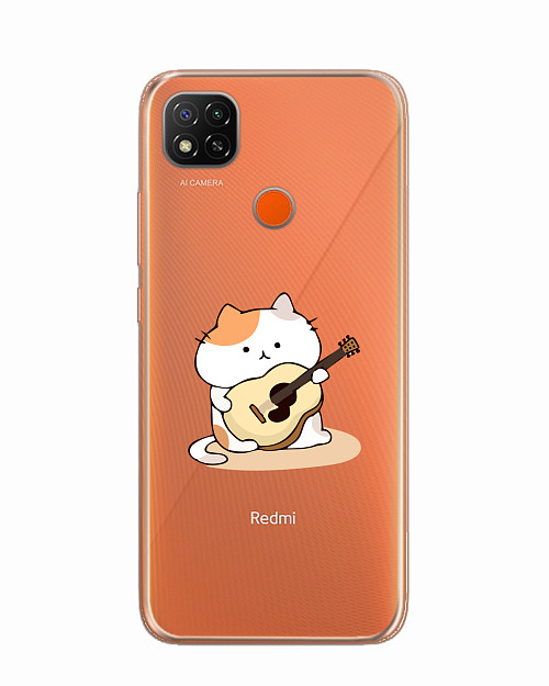 Силиконовый чехол для Xiaomi Redmi 9C Усатый гитарист