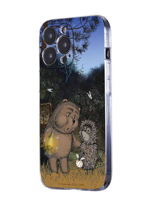 Силиконовый чехол для Apple iPhone 13 Pro "Ёжик в тумане и медвежонок"