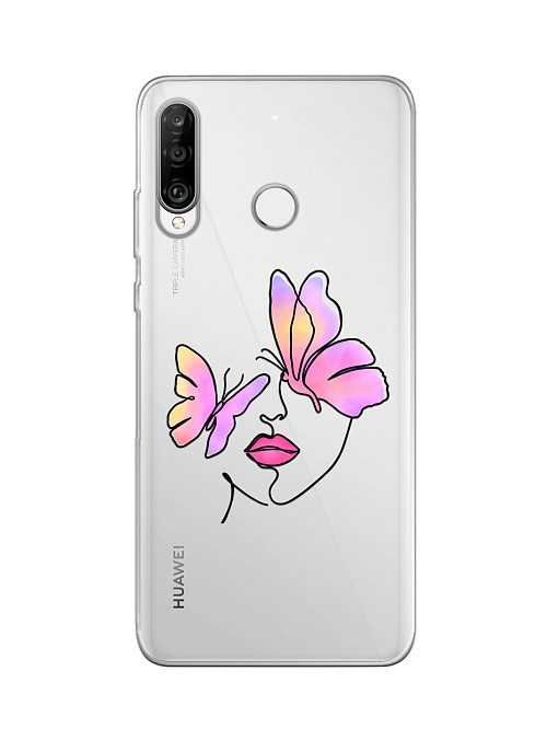 Силиконовый чехол для Huawei P30 Lite Девушка с бабочками