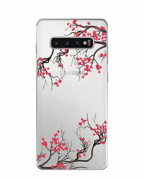 Силиконовый чехол для Samsung Galaxy S10 Plus Цветы сакуры
