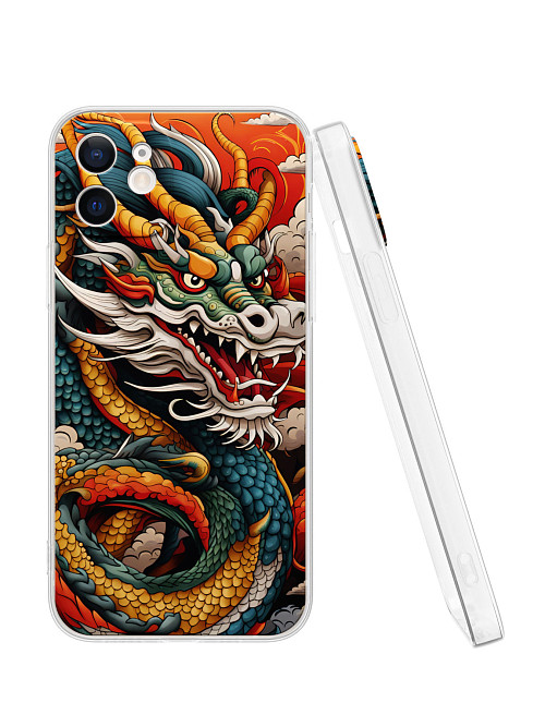 Силиконовый чехол для Apple iPhone 12 "Японский дракон"