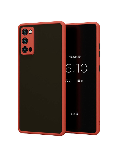 Противоударный чехол для Samsung Galaxy S20 FE красный / прозрачный / черный