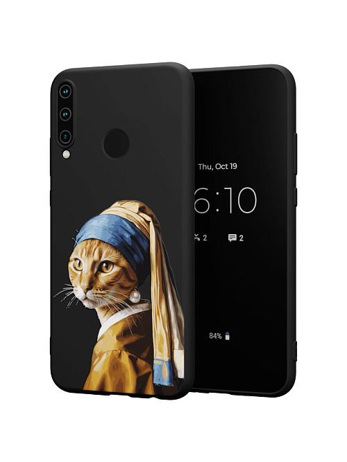 Силиконовый чехол для Huawei P40 Lite E "Кошка с сережкой"
