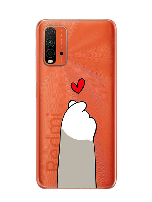 Силиконовый чехол для Xiaomi Redmi 9T "Лапка с сердцем"