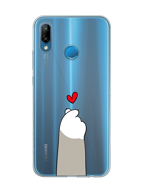 Силиконовый чехол для Huawei P20 Lite Лапка с сердцем