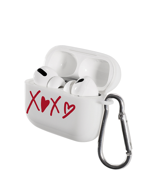 Силиконовый чехол для наушников глянцевый на AirPods Pro "NOVEL: XOXO"