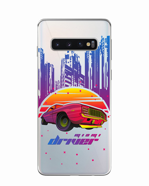 Силиконовый чехол для Samsung Galaxy S10 Retrowave Miami