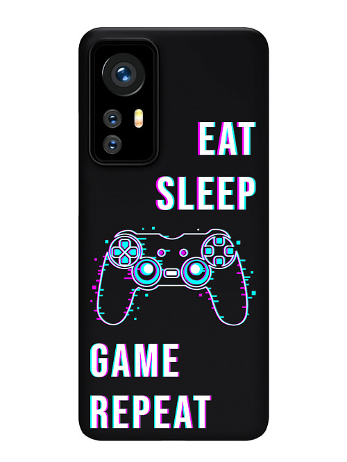 Силиконовый чехол для Xiaomi 12 Pro Eat Sleep Game repeat