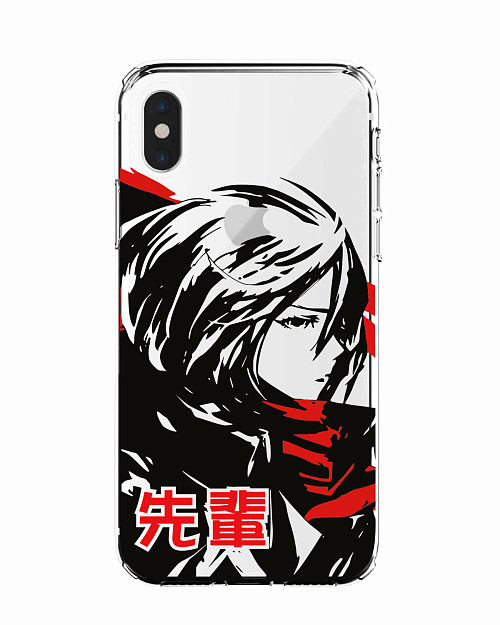 Силиконовый чехол для Apple iPhone Xs Max "Атака титанов - Mikasa Ackerman"