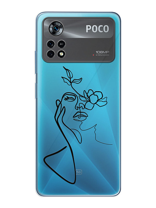 Силиконовый чехол для Poco X4 Pro (5G) Девушка и цветы