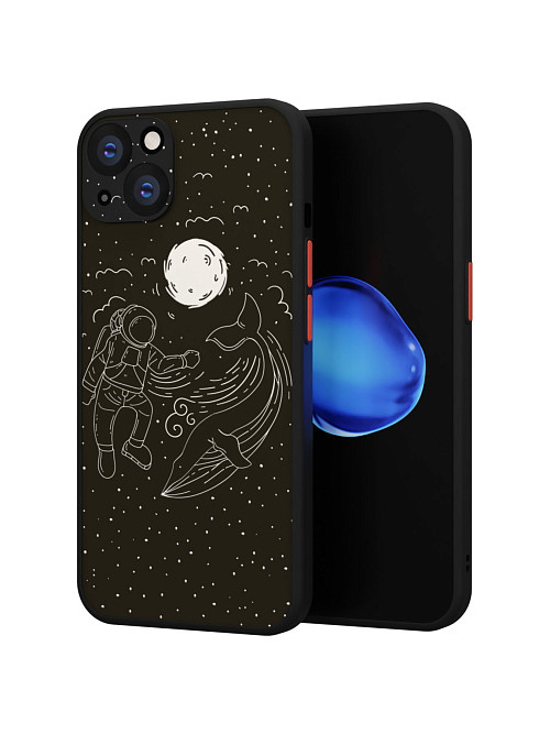 Противоударный чехол для Apple iPhone 15 "Космонавт и кит"