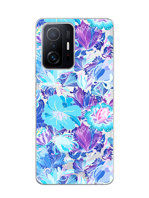 Силиконовый чехол для Xiaomi 11T Голубые цветы