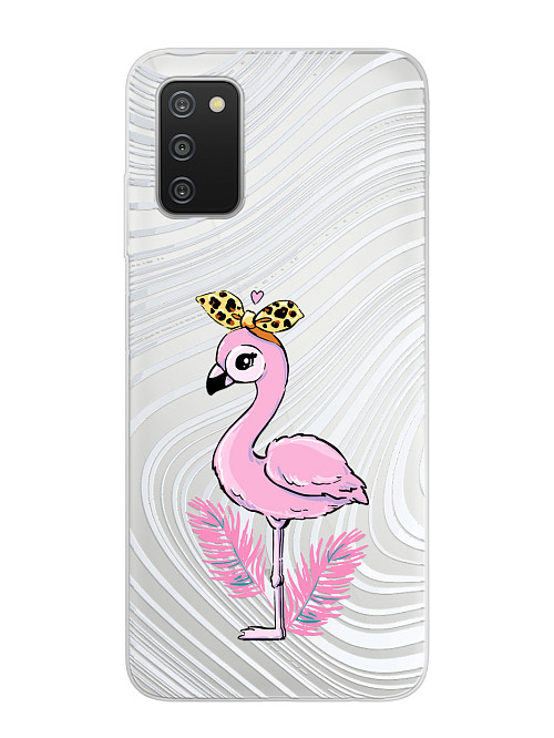 Силиконовый чехол для Samsung Galaxy A03S Фламинго розовый