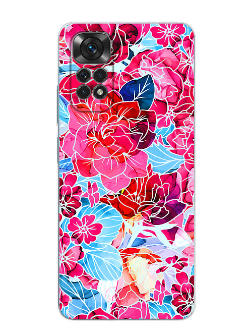 Силиконовый чехол для Xiaomi Redmi Note 11S (4G) Розовые цветы