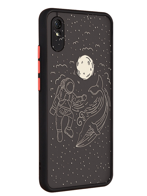Противоударный чехол для Xiaomi Redmi 9A "Космонавт и кит"
