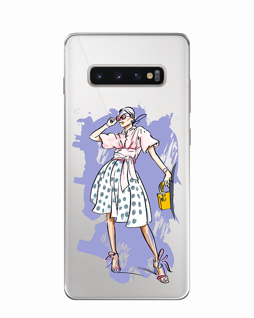 Силиконовый чехол для Samsung Galaxy S10 Plus Стильная девушка