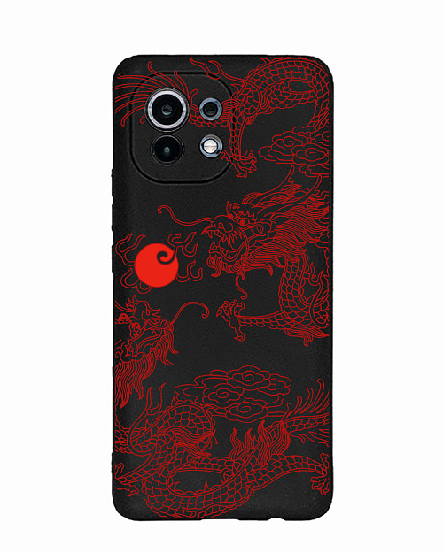Силиконовый чехол для Xiaomi Mi 11 "Красный японский дракон"