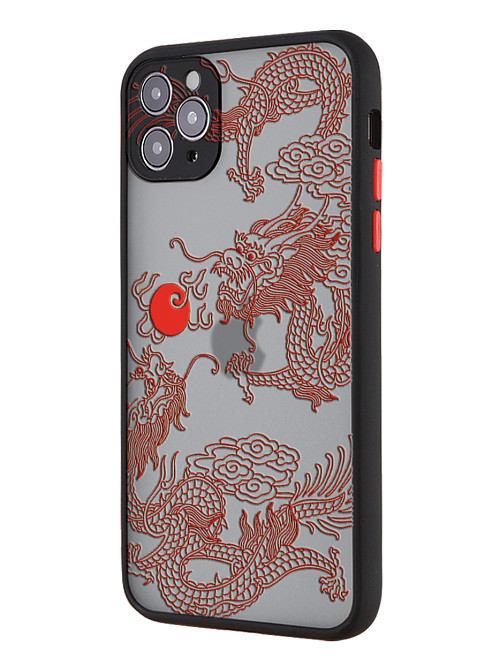 Противоударный чехол для Apple iPhone 11 Pro Max "Красный японский дракон"