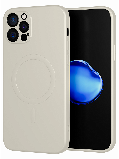 Силиконовый чехол с микрофиброй и MagSafe для Apple iPhone 12 Pro Белый