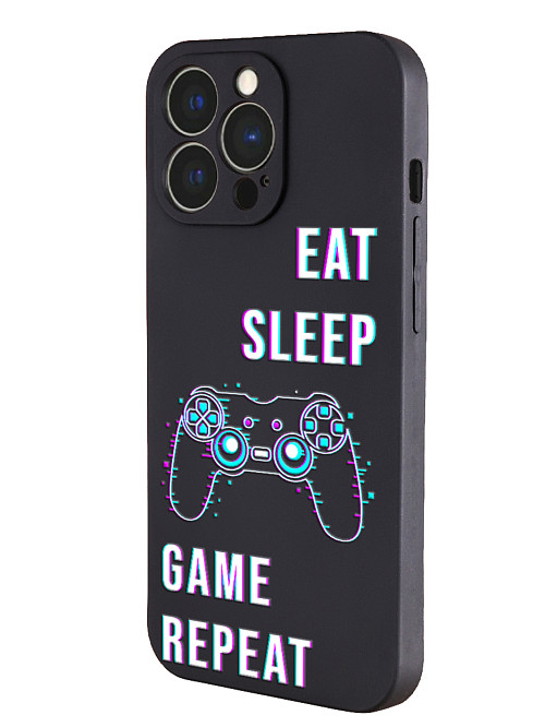 Силиконовый чехол для Apple iPhone 13 Pro Max Eat Sleep Game repeat