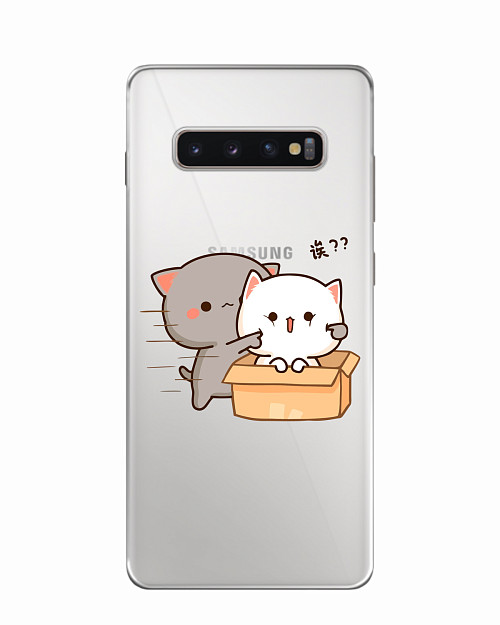 Силиконовый чехол для Samsung Galaxy S10 Plus Два котика