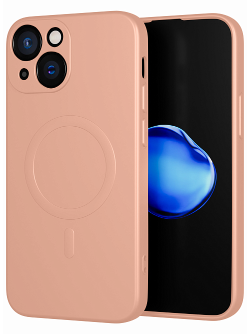 Силиконовый чехол с микрофиброй и MagSafe для Apple iPhone 13 mini Розовый
